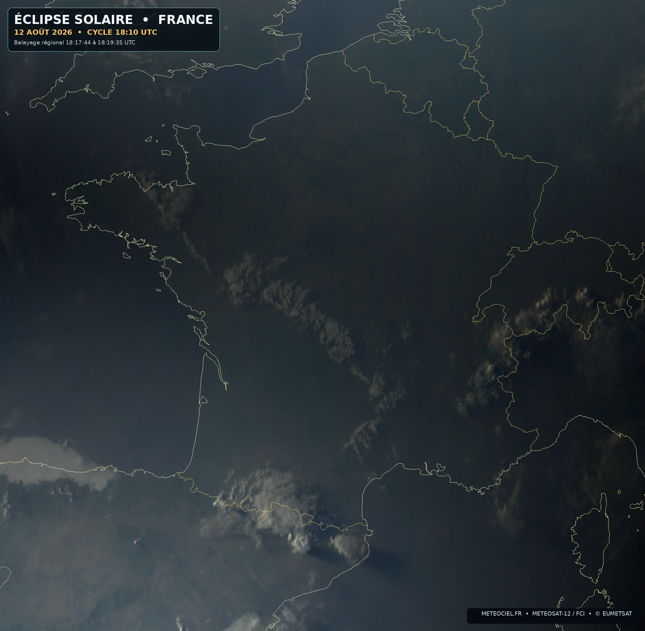 Éclipse solaire sur la France vue par Meteosat-12